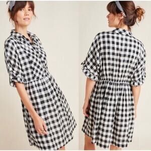 Anthropologie Porridge black-and-white gingham Dress Size S